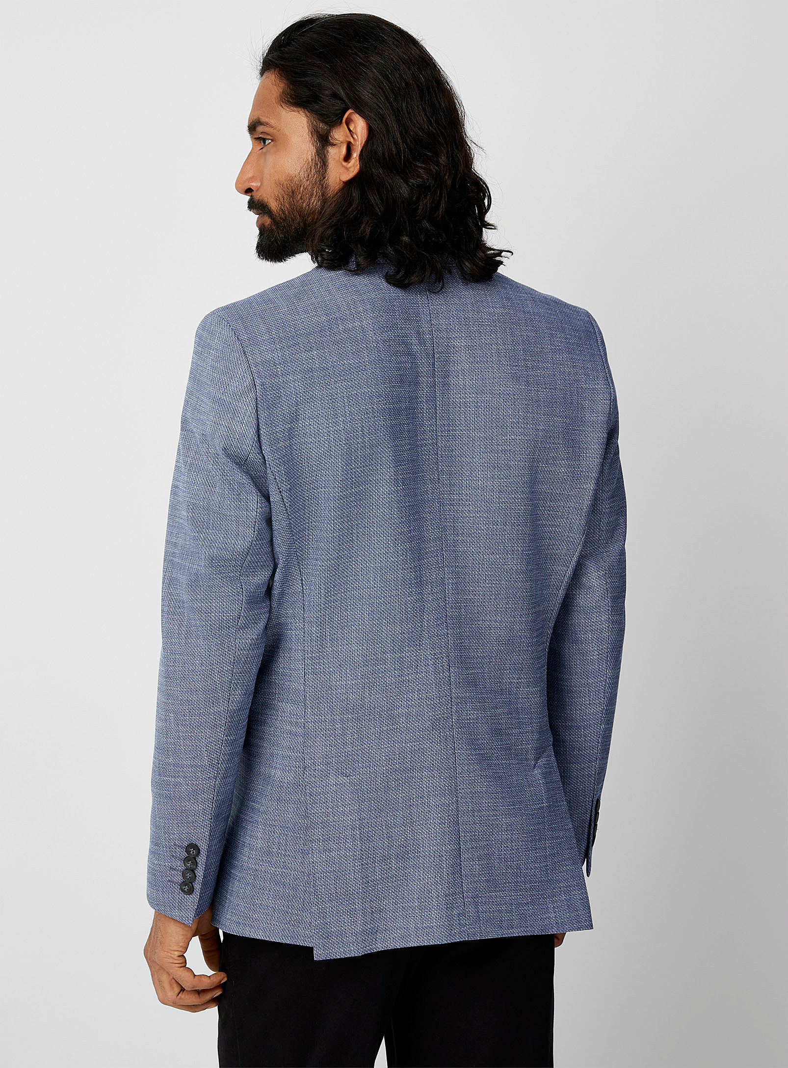 Selected - Le veston bleu tricot texturé