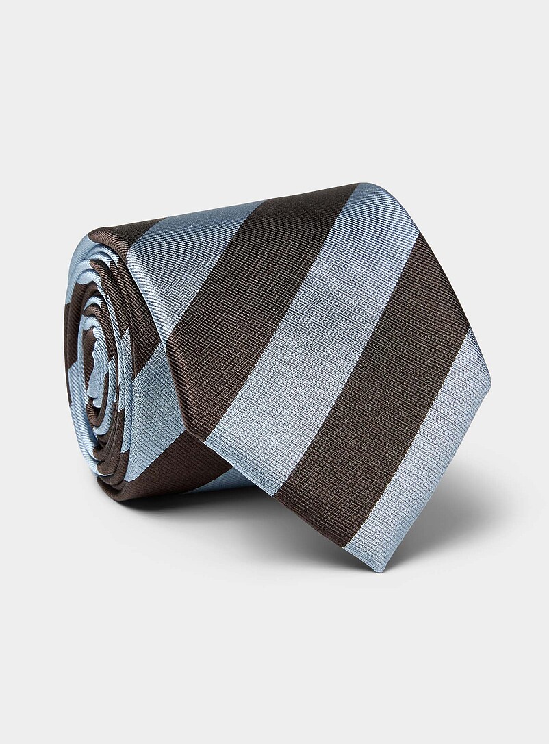 Blue and brown stripe tie product image (primary)