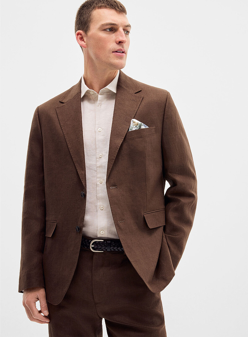 100% Linen Chocolate Suit Jacket Regular Fit