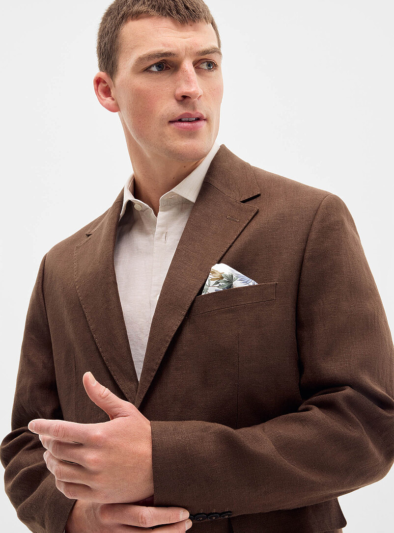 100% linen chocolate suit jacket Regular fit product image 2