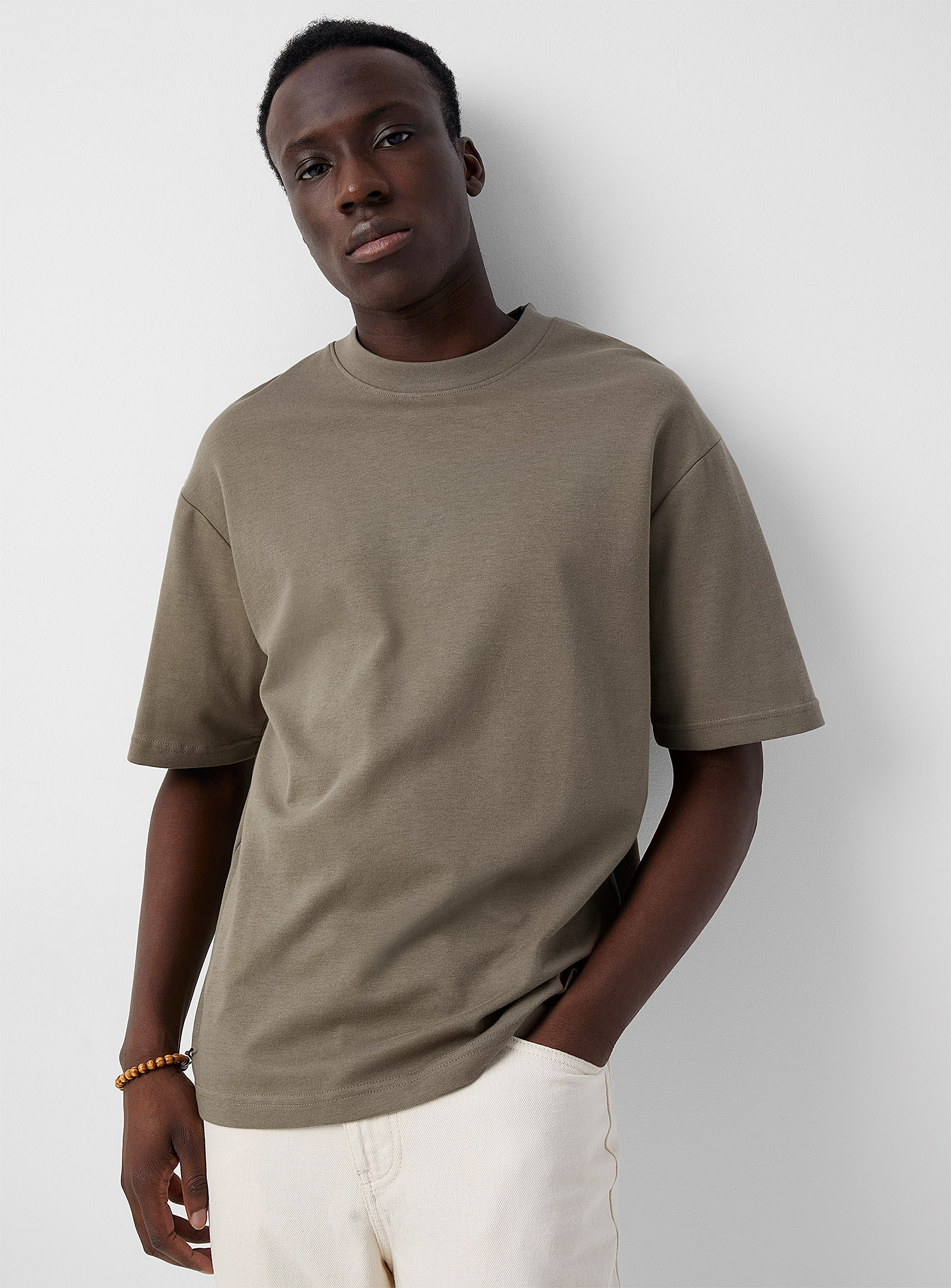 Selected Minimalist T-shirt In Mossy Green