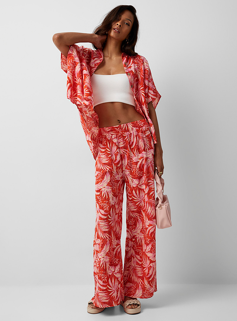 Rip Curl Patterned Red Bright flowers wide-leg pant for women