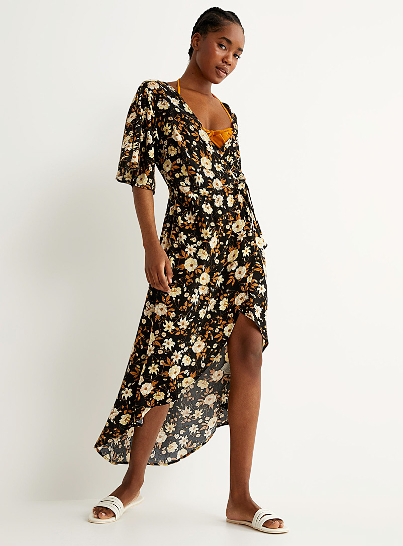 Rip Curl: La robe portefeuille tapisserie florale Noir à motifs pour femme