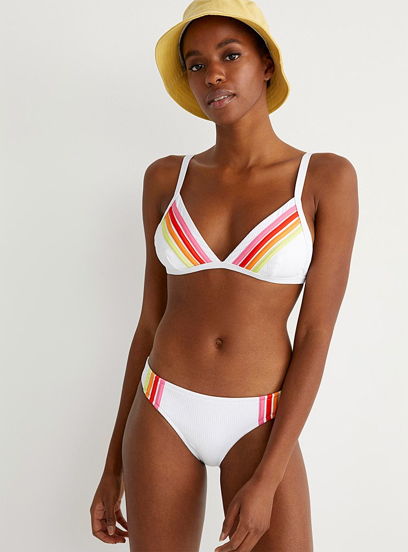 Rip Curl: Le bikini rayures rétro athlétiques Ligne Twik Blanc à motifs pour femme