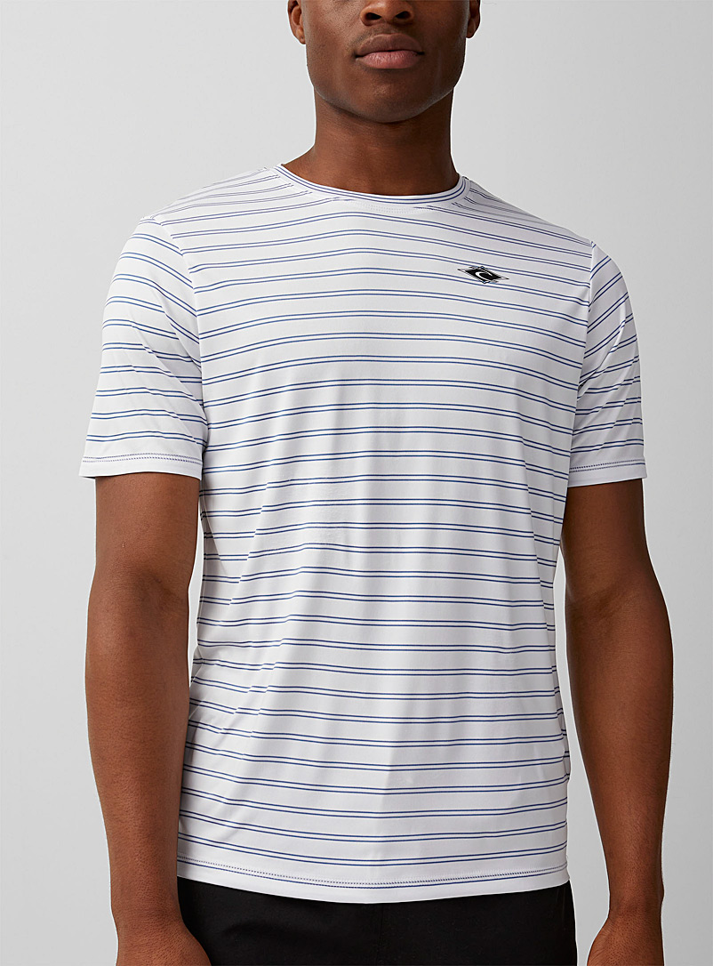 Rip Curl: Le t-shirt rashguard rayé logo Blanc à motifs pour homme