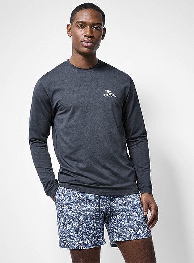 Rip Curl Black Heathered jersey rashguard T-shirt for men