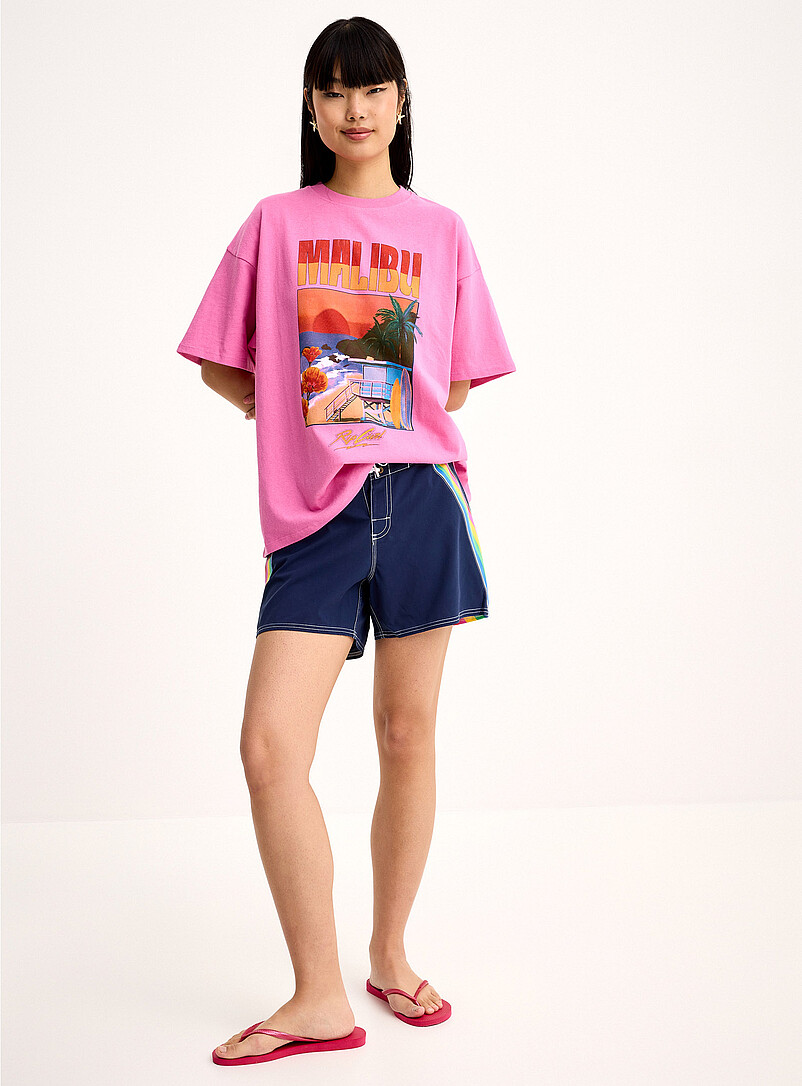 Rip Curl: Le t-shirt carr&eacute; coucher de soleil r&eacute;tro Rose pour femme