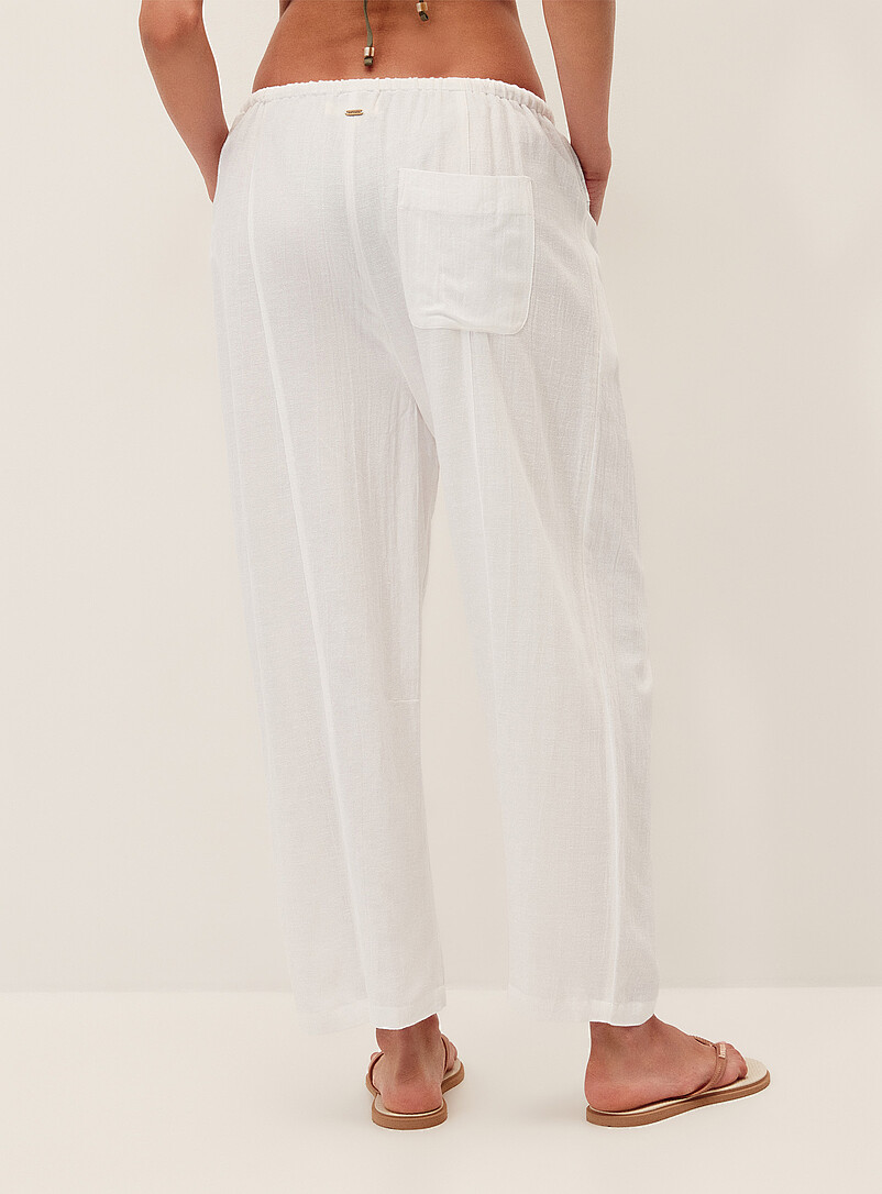 Rip Curl White Loose cotton-linen pant for women