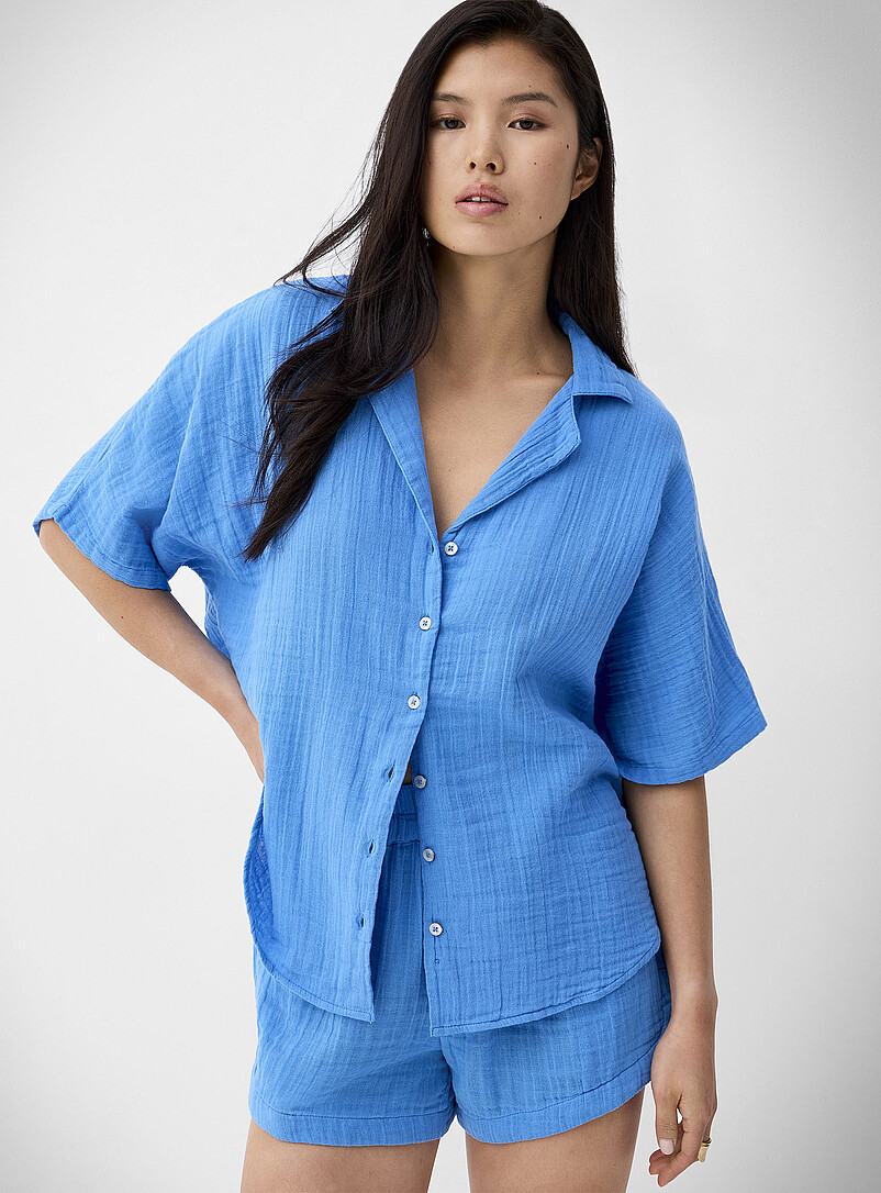 Johnny Collar Cotton Gauze Blouse