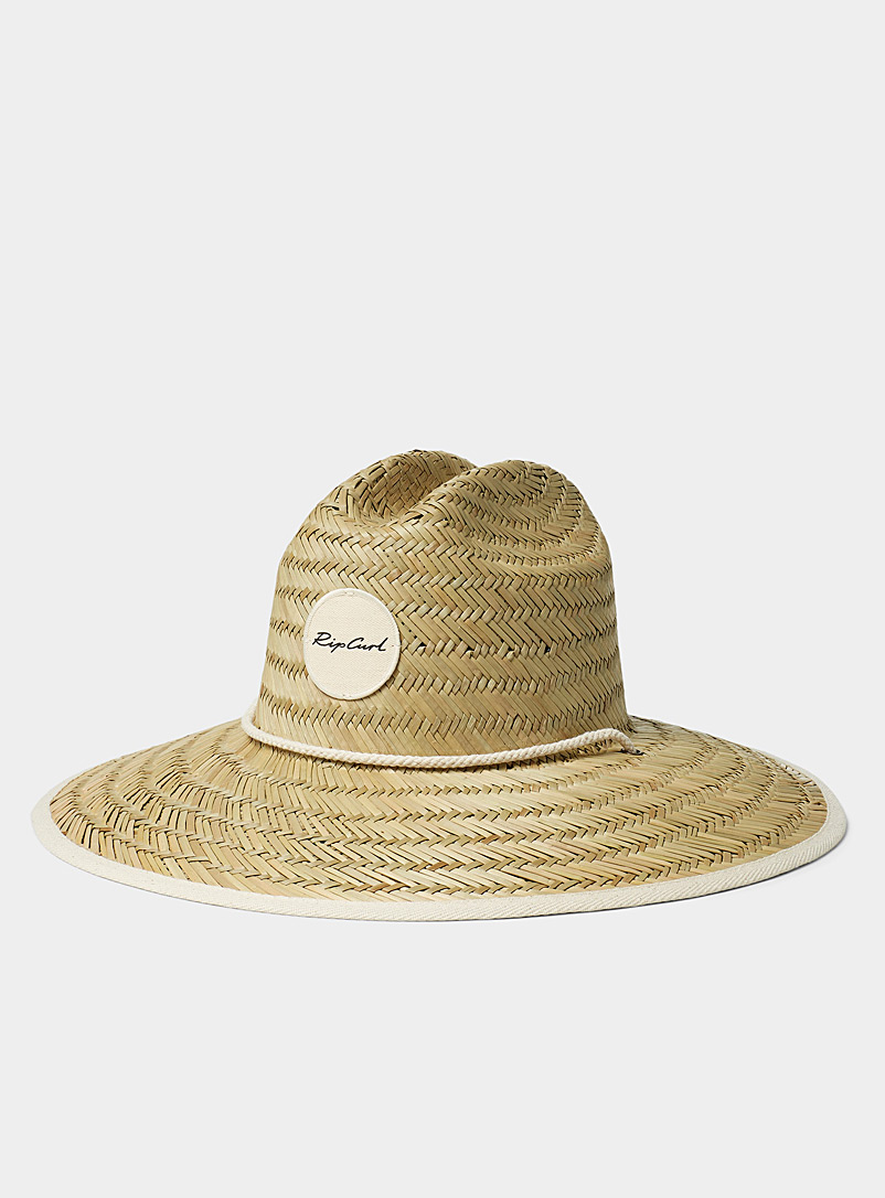 Rip Curl Cream Beige Logo emblem straw hat for women