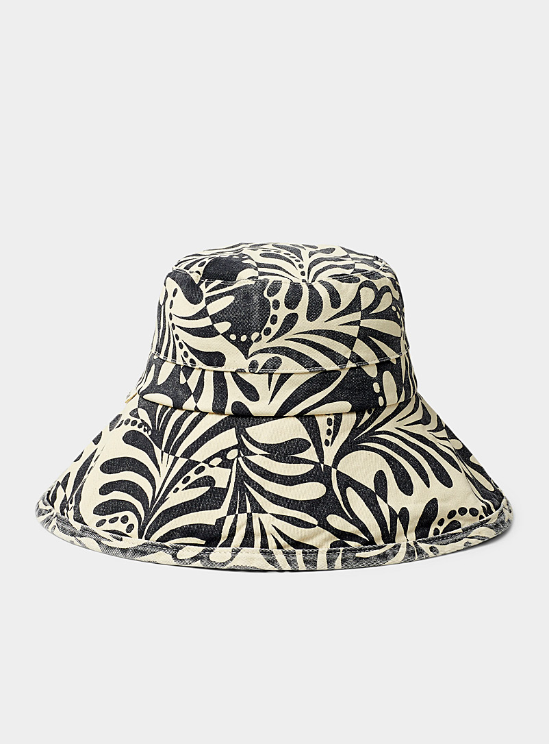 Rip Curl Patterned black  Botanical pattern wide-brim bucket hat for women