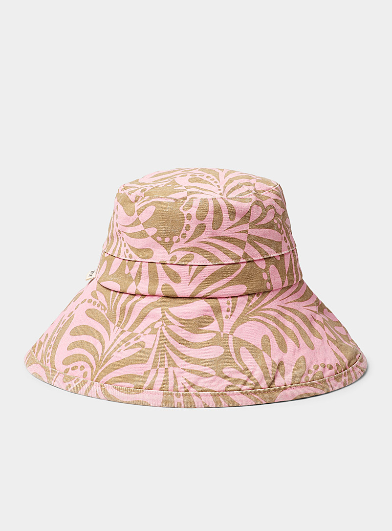 Rip Curl Patterned pink Botanical pattern wide-brim bucket hat for women