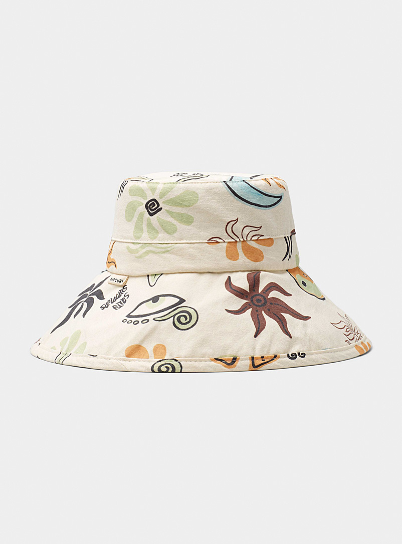 Rip Curl Off White Large pastel jacquard bucket hat for women