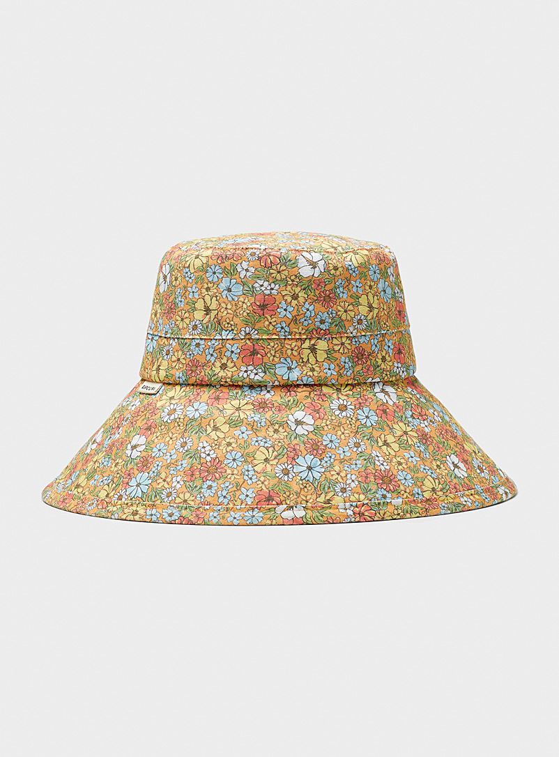 Rip Curl Patterned Yellow Large pastel jacquard bucket hat for women