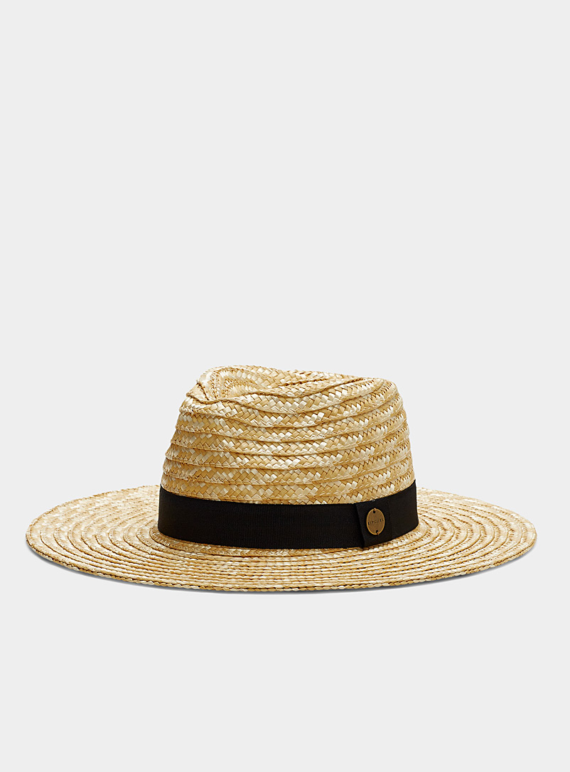 Rip Curl Cream Beige Two-tone straw Panama hat for women