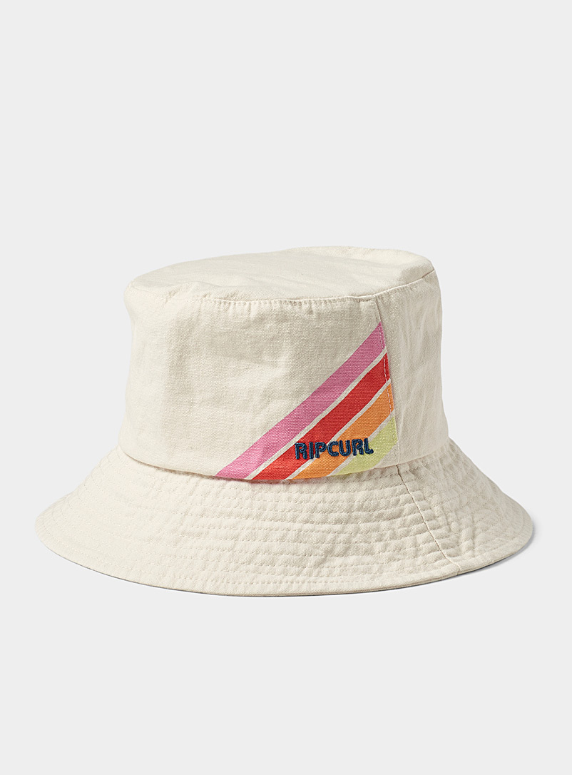 Rip Curl Ivory White Rainbow cotton bucket hat for women
