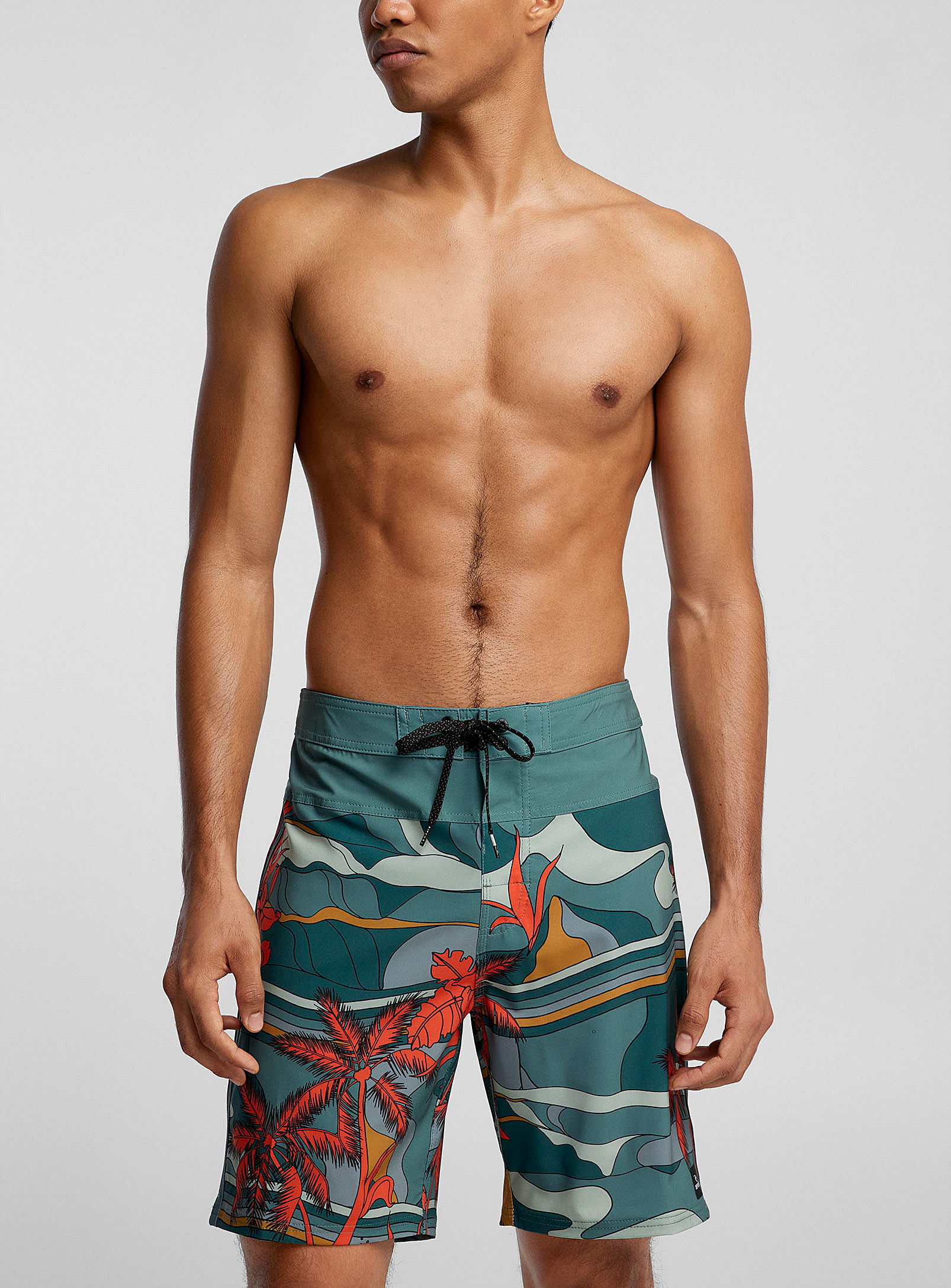 Rip Curl Mirage Crews Coral-accent Boardshort In Patterned Blue