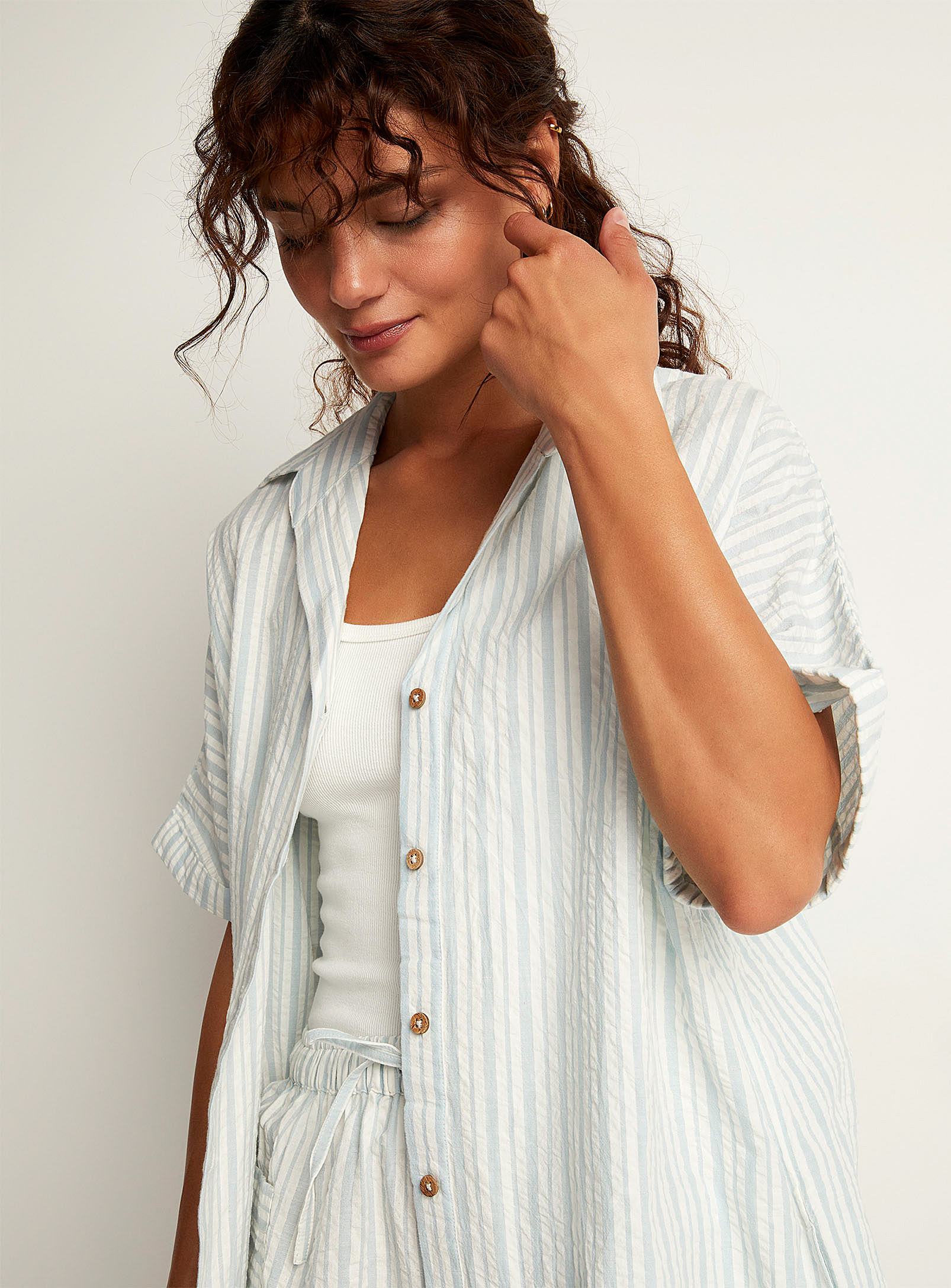Rip Curl - Women's Summer stripes oversized seersucker shirt