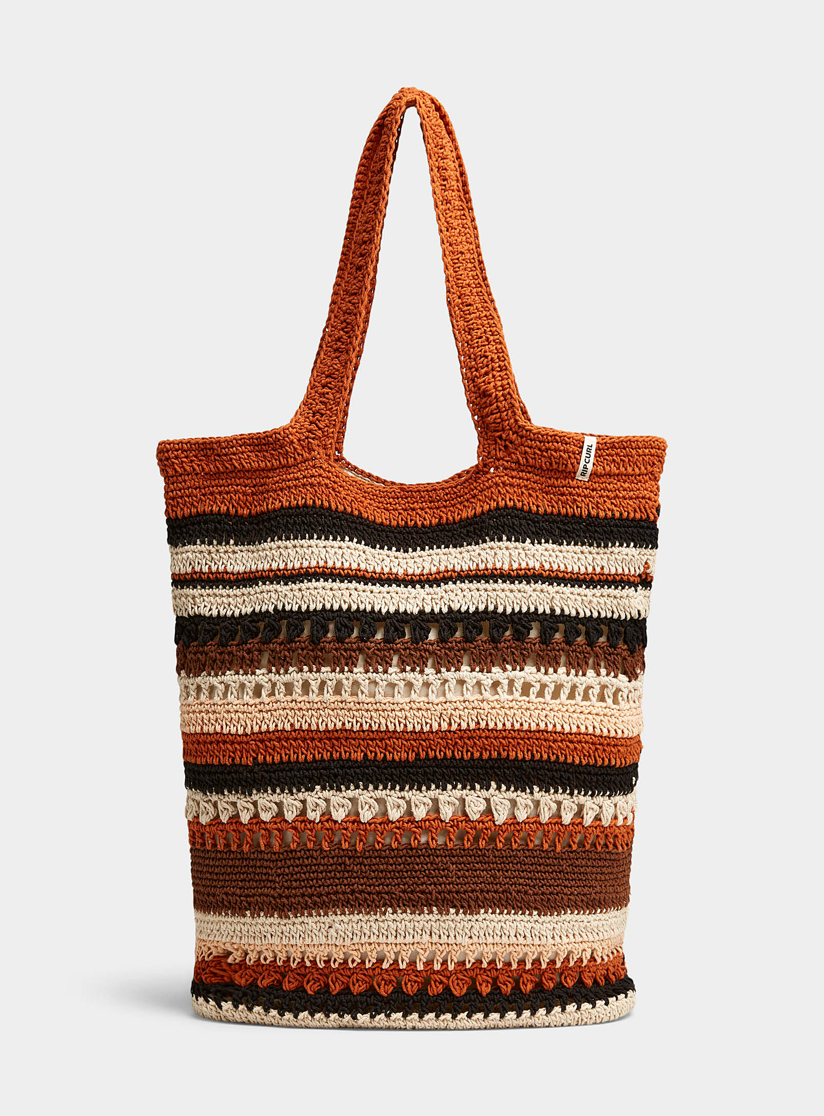 Rip Curl Lined Crochet Tote In Brown