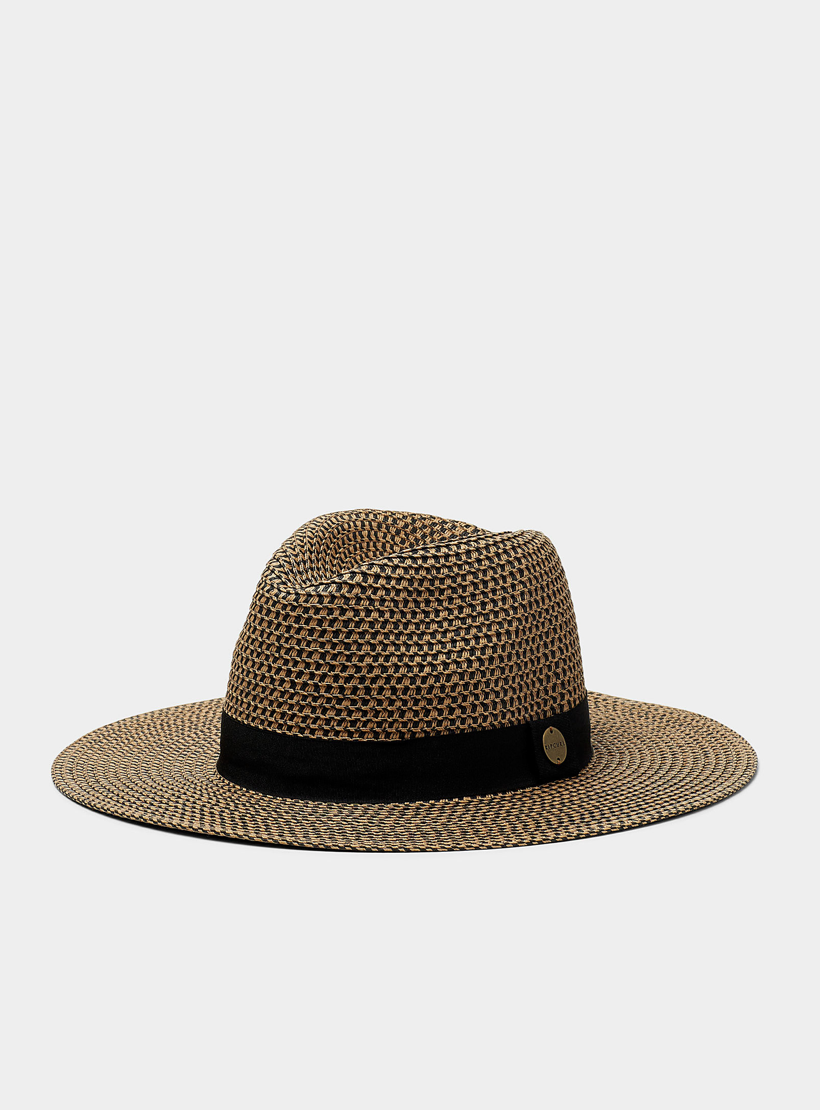 Rip Curl Straw Panama Hat In Patterned Black