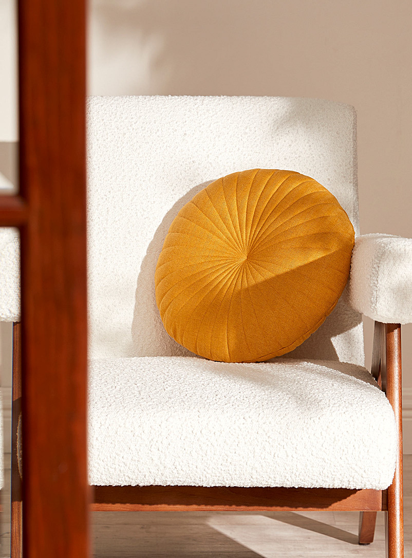 Simons Maison Golden Yellow Herringbone round cushion 35 cm