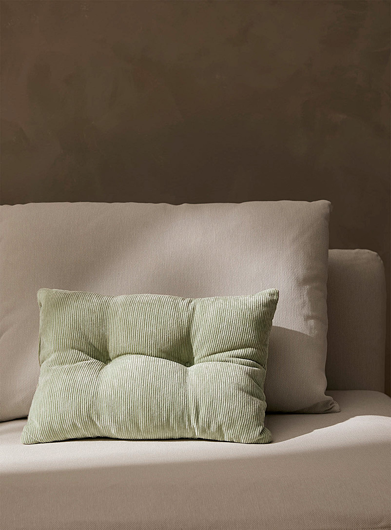 Simons Maison Lime Green Tufted corduroy cushion 33 x 50 cm