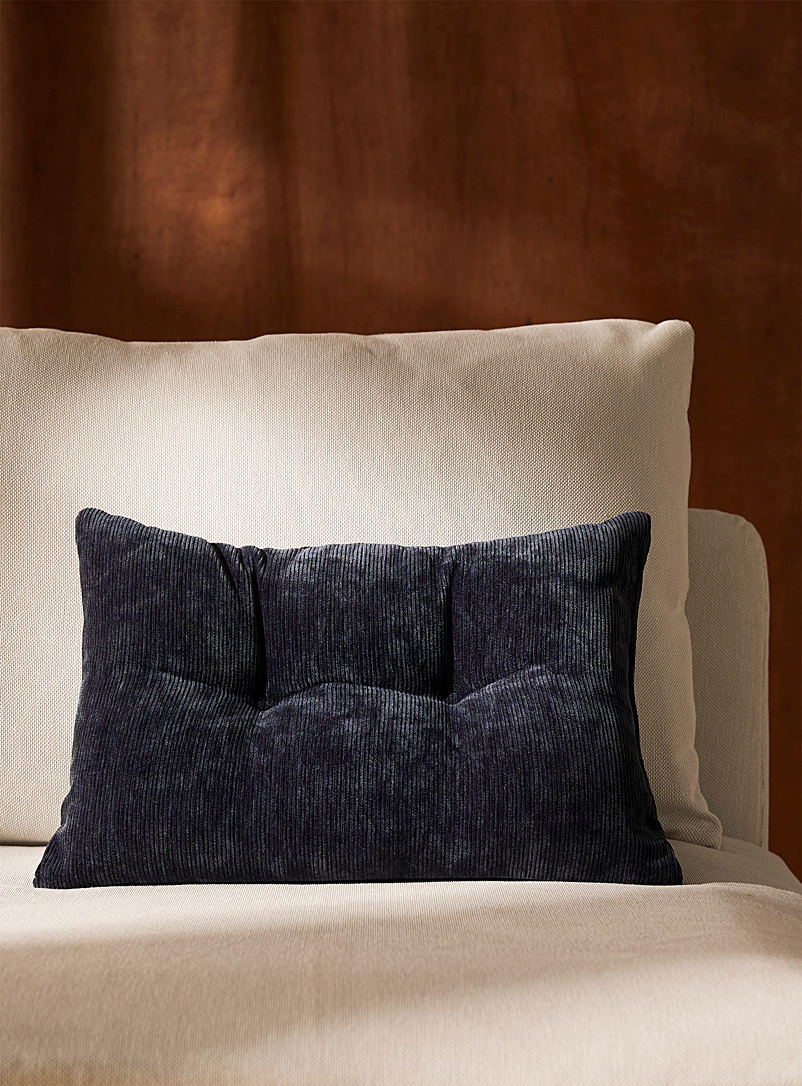 Simons Maison Marine Blue Tufted corduroy cushion 33 x 50 cm