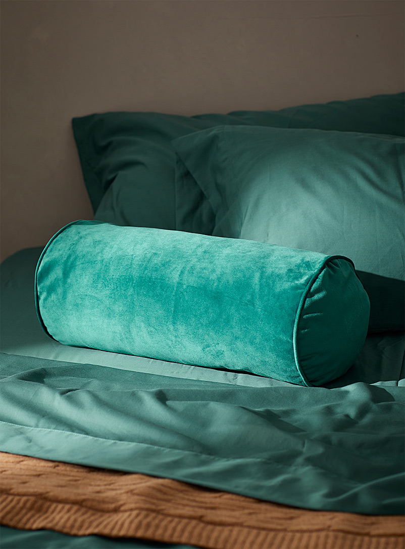 Simons Maison: Le coussin cylindrique somptueux velours 20 x 45 cm Sarcelle-turquoise-aqua
