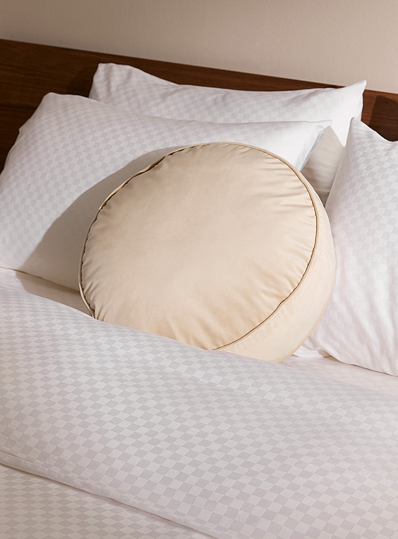 Simons Maison Cream Beige Rich velvet round cushion 45 cm in diameter