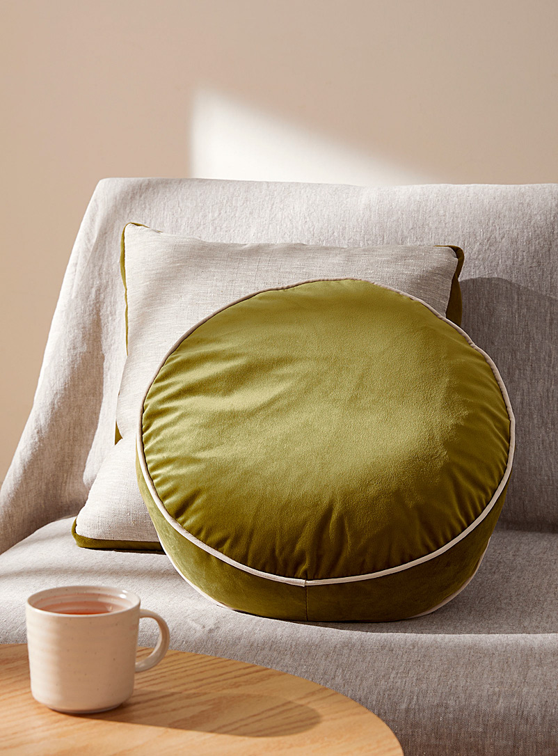 Simons Maison Green Rich velvet round cushion 45 cm in diameter