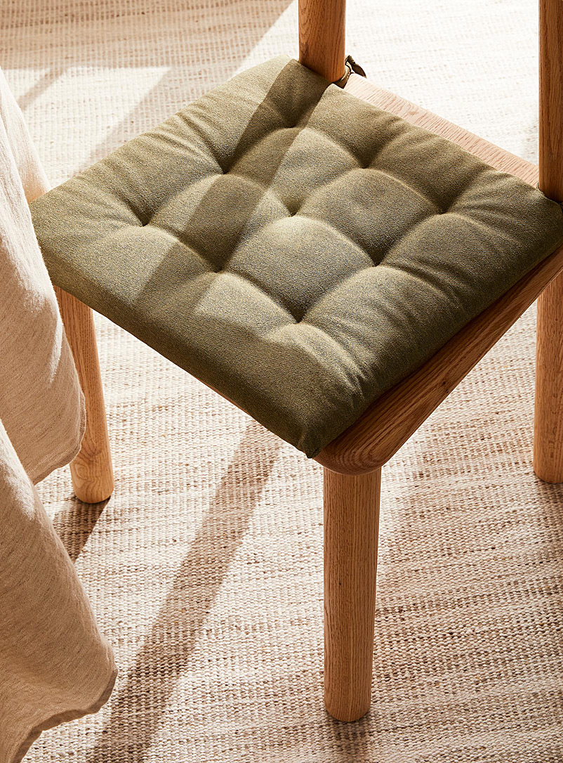 Simons Maison: Le coussin de chaise chiné 40 x 40 cm Kaki chartreuse