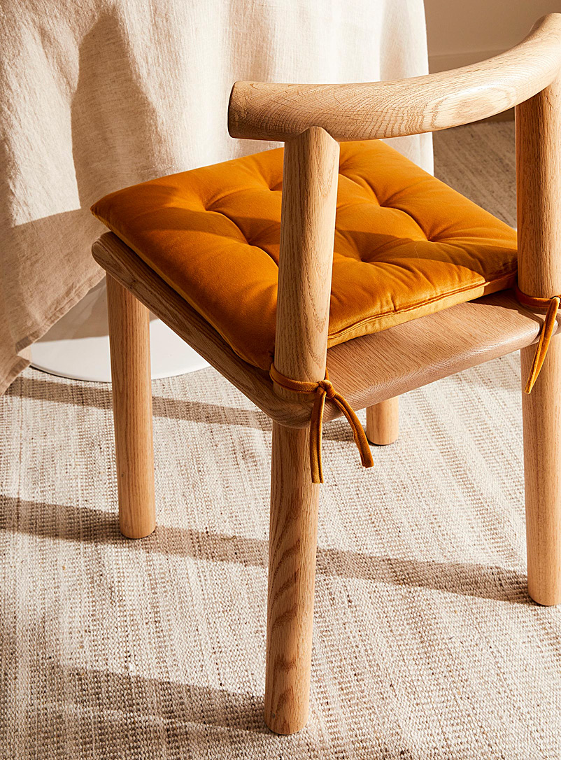 Simons Maison Medium Yellow Velvet square chair cushion 40 x 40 cm