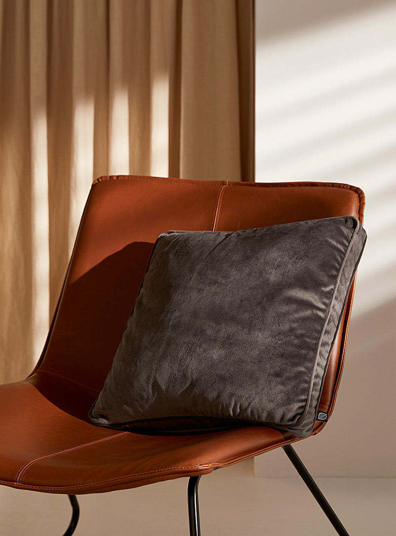 Simons Maison Dark Grey Rich velvet edge cushion 45 x 45 cm