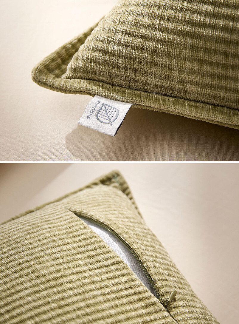 Simons Maison: Le coussin d&eacute;houssable tricot chenille c&ocirc;tel&eacute; 50 x 50 cm Jaune tournesol