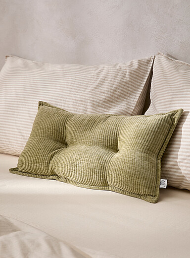 Le coussin capitonn&eacute; tricot chenille c&ocirc;tel&eacute; 30 x 55 cm