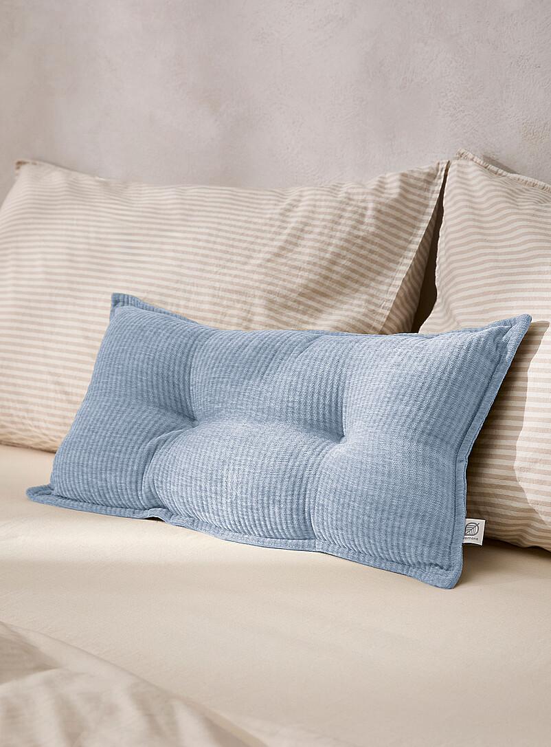 Simons Maison Off White Ribbed chenille tufted cushion 30 x 55 cm
