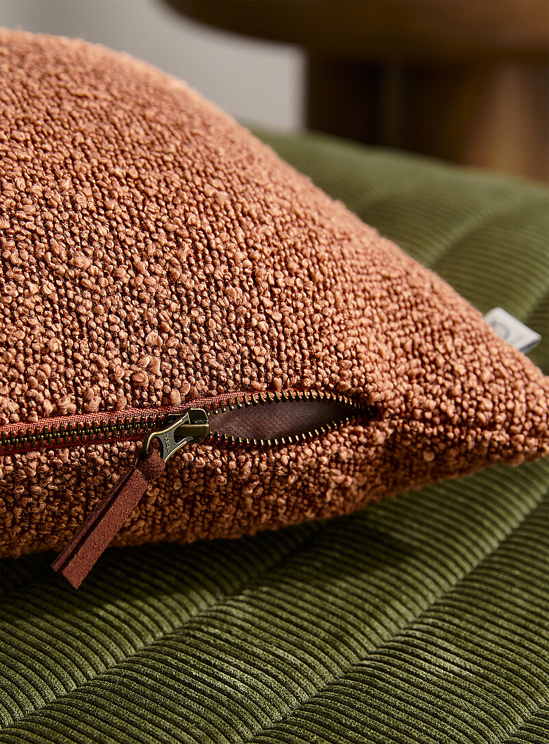 Simons Maison Copper/Rust Copper-brown boucl&eacute; removable-cover cushion 30 x 70 cm