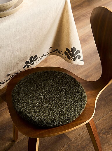 Le coussin de chaise rond boucl&eacute; 35 cm de diam&egrave;tre