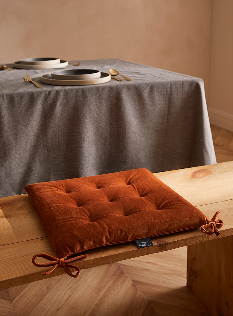 Simons Maison Copper Pumpkin orange velvet chair cushion 40 x 40 cm