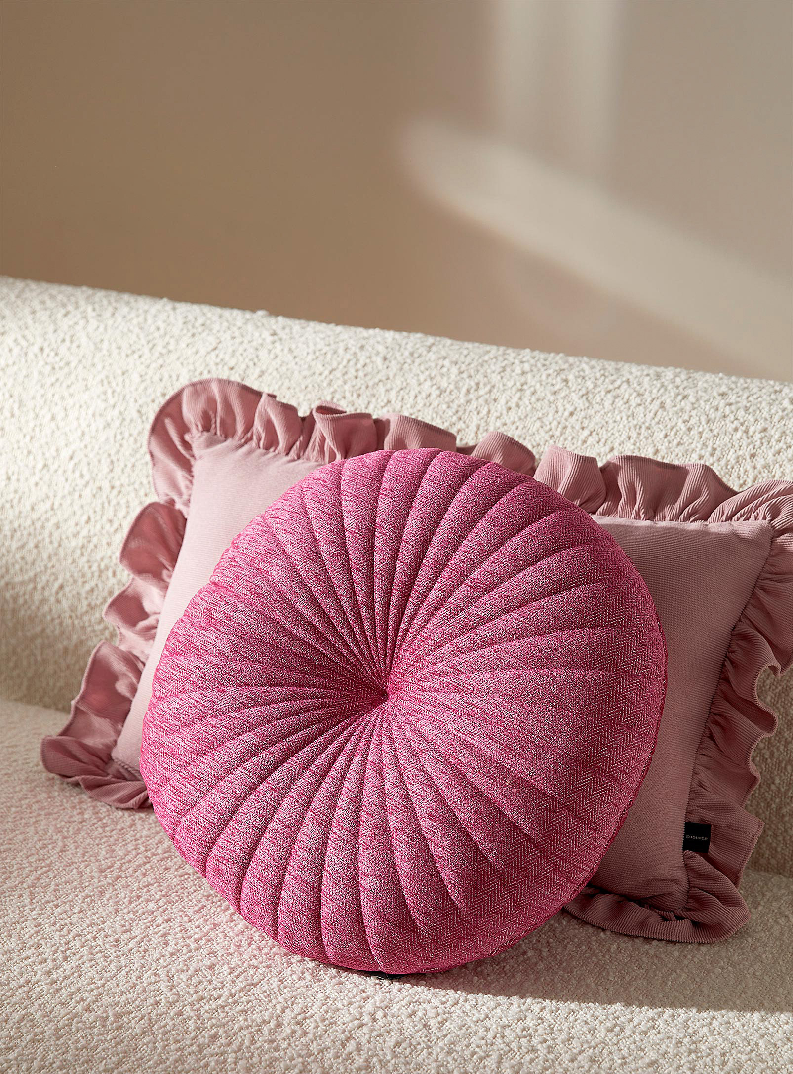 Simons Maison Herringbone Round Cushion 35 Cm In Pink