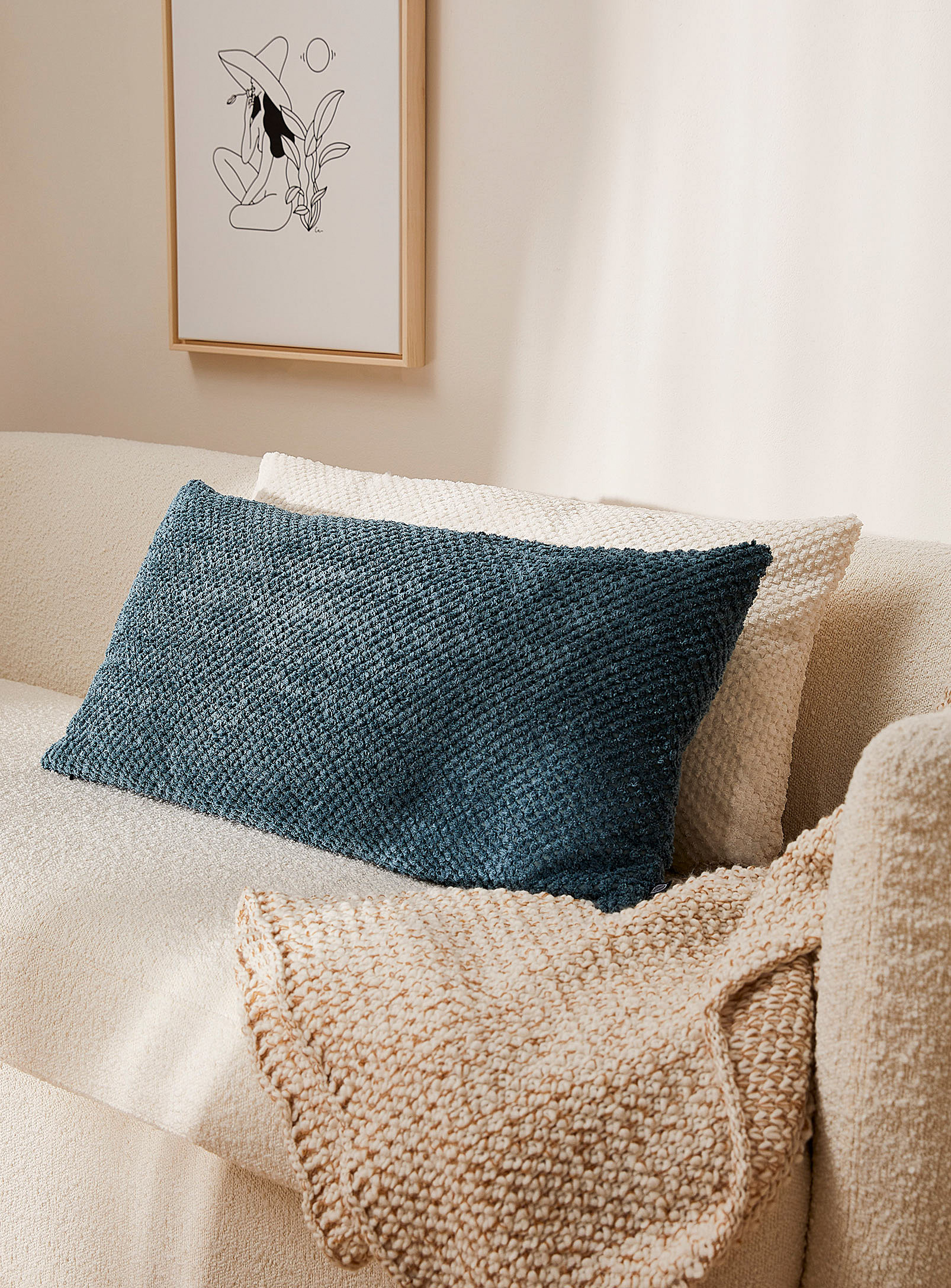 Simons Maison Plush Cushion 40 X 80 Cm In Slate Blue