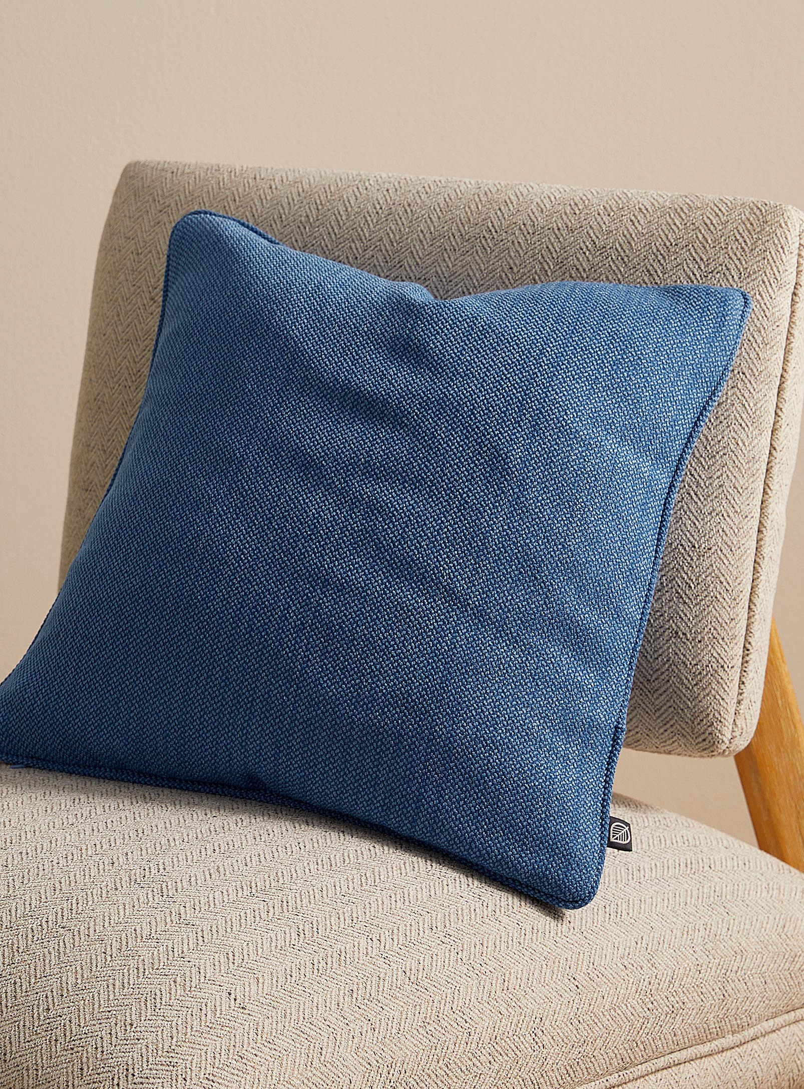 Simons Maison Raw Canvas Cushion 46 X 46 Cm In Blue