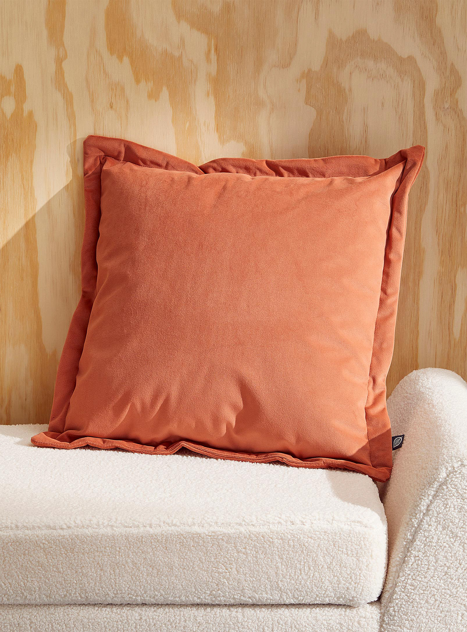 Simons Maison Trimmed Velvet Cushion 45 X 45 Cm In Peach