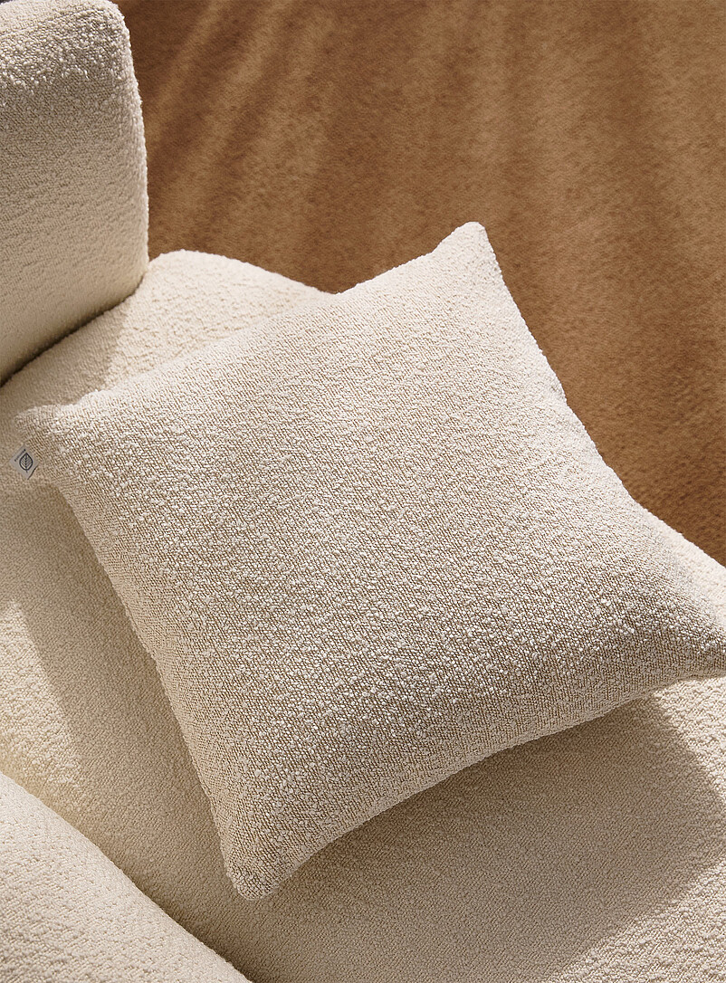 Ivory bouclé fabric removable-cover cushion 50 x 50 cm product image (primary)