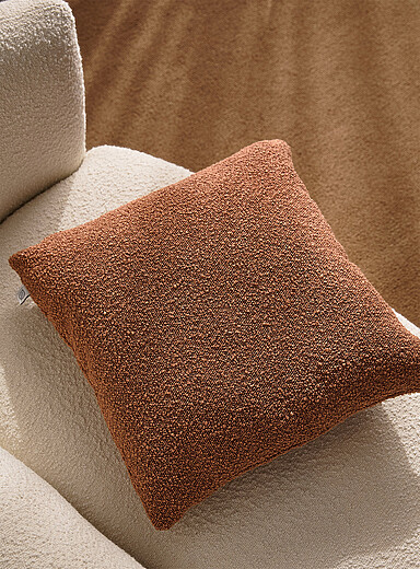 Boucl&eacute; fabric removable-cover cushion 50 x 50 cm
