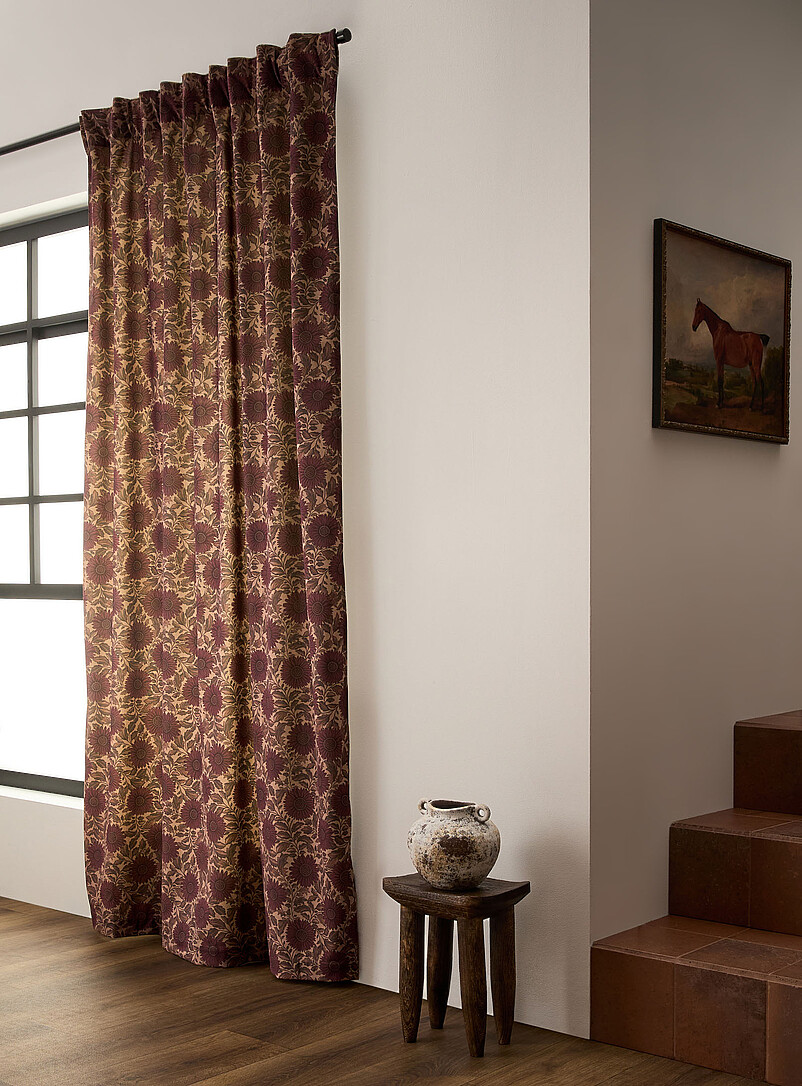 Fall sunflowers velvety curtain One panel 140 x 220 cm product image (primary)