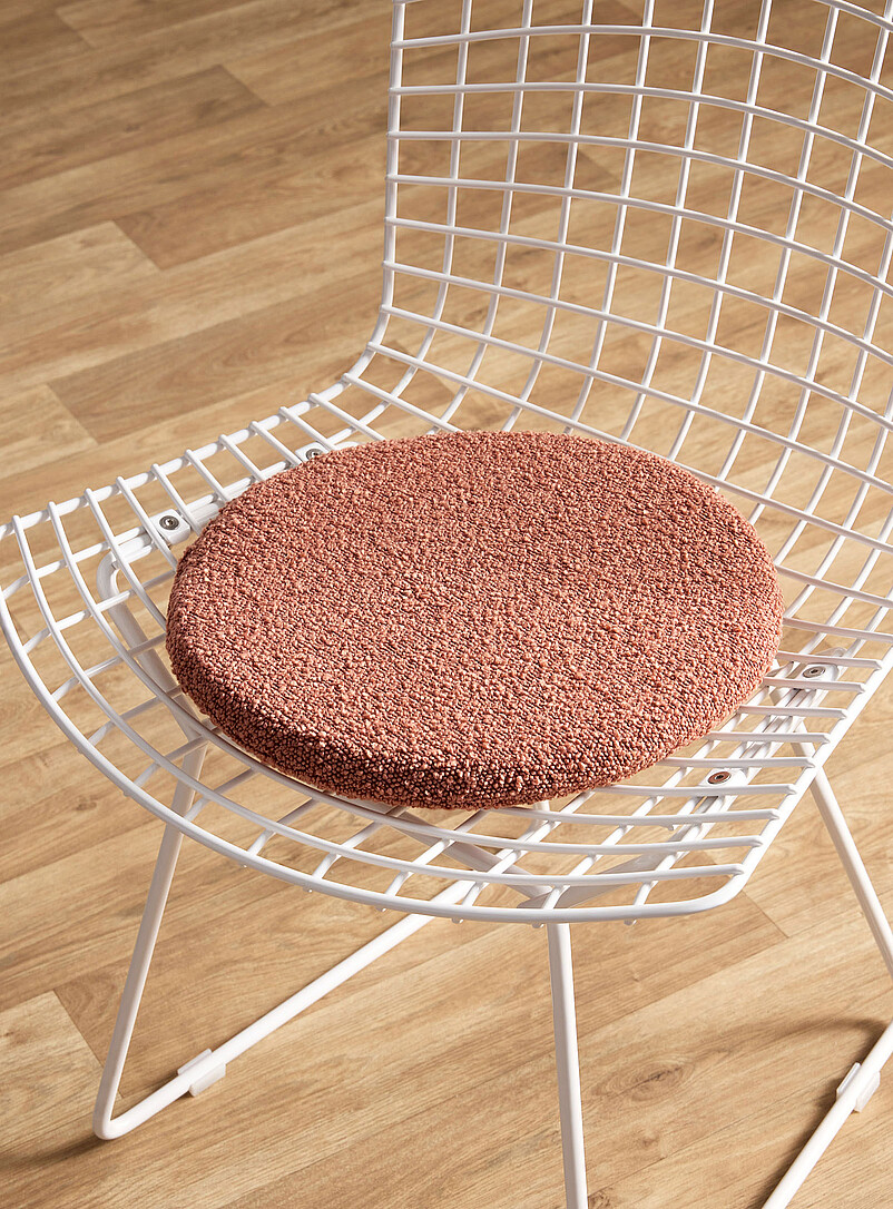 Terracotta round bouclé chair cushion 35 cm in diameter product image (primary)