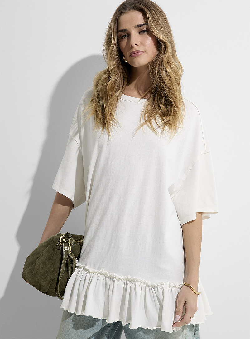 Ic&ocirc;ne Hazelnut Ruffled oversized T-shirt for women