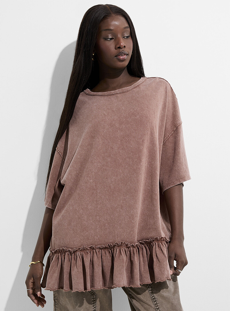 Ic&ocirc;ne Hazelnut Ruffled oversized T-shirt for women