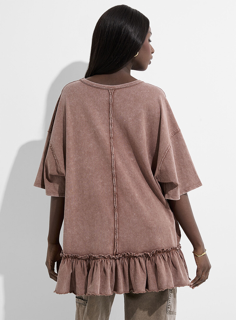 Ic&ocirc;ne Hazelnut Ruffled oversized T-shirt for women
